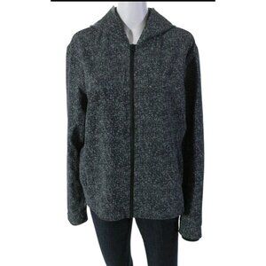 Outdoor Voices Womens Textured Full Zip Hooded Jacket Black Size Medium